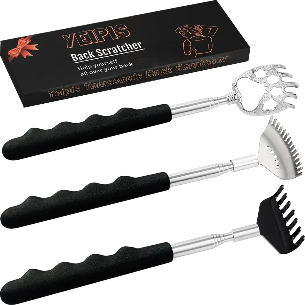 Back Scratcher Set Stainless Steel Portable Extendable Massage Tool for Men W...
