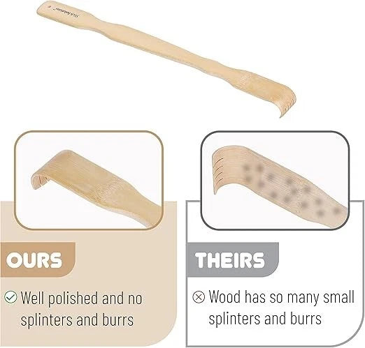 2Pcs Wooden Bamboo Back Scratcher Long Handle Itch Relief Finger-Like Scratchers