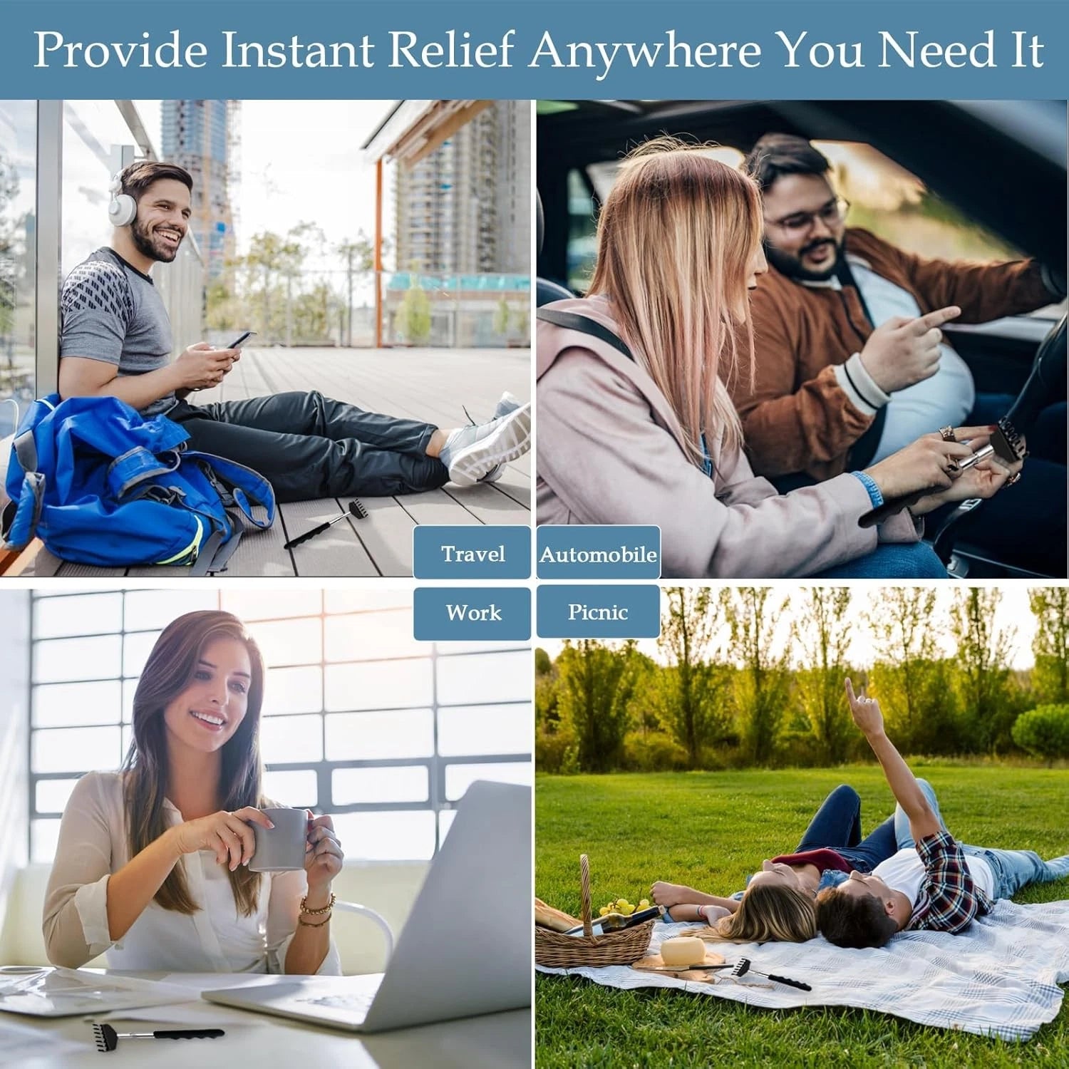 Yexixsr 4 Pack Back Scratcher Extendable Metal Portable 4