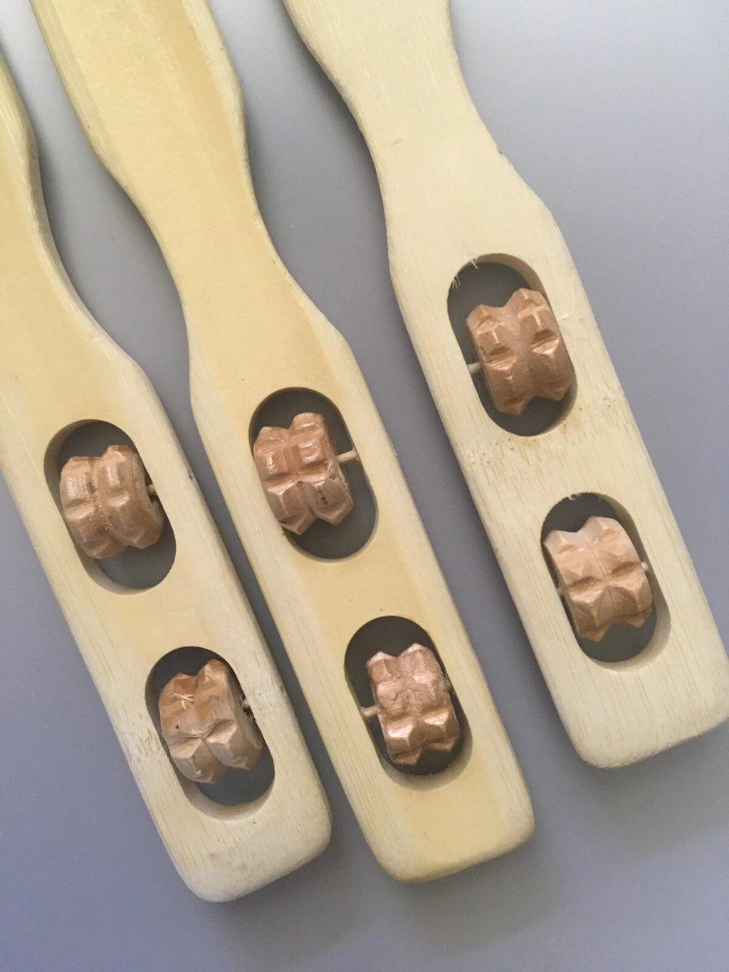 3Pcs Bamboo Wooden Itch Therapeutic Relaxer Back Scratcher w/ Massage Rollers US