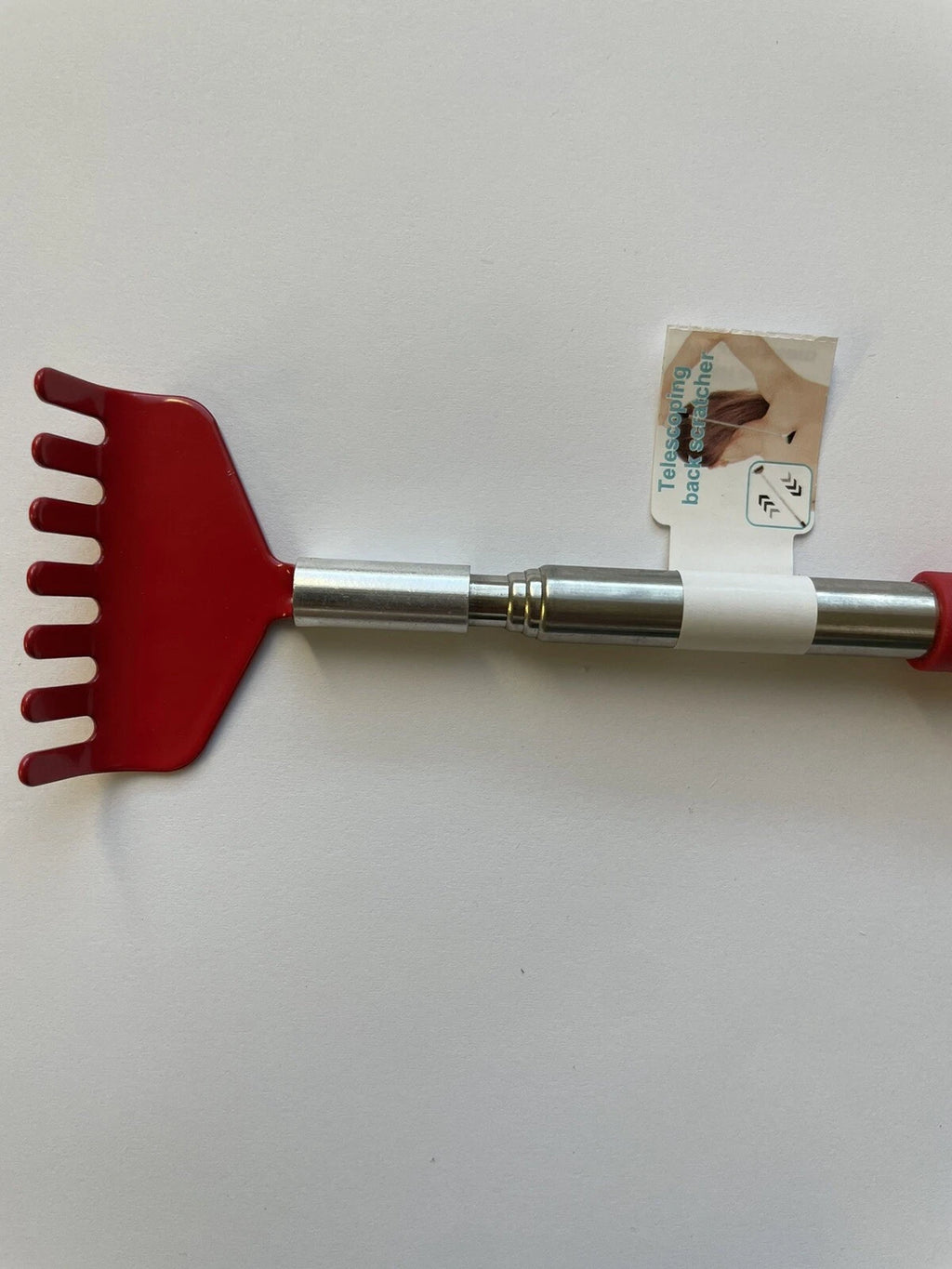 Telescoping Back Scratcher - Expandable With Soft Grip Red Color With 7 Teeth