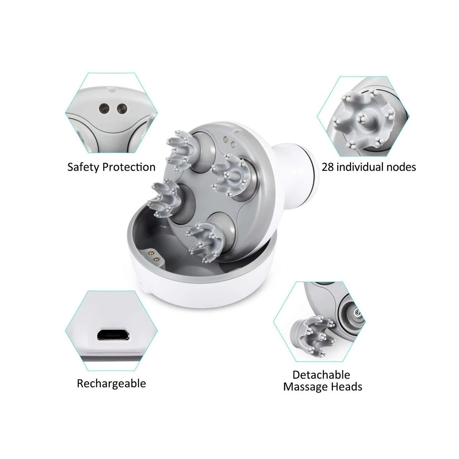 LATME Scalp Massager with 4 Replacement Massage Heads Portable Head Scratcher...