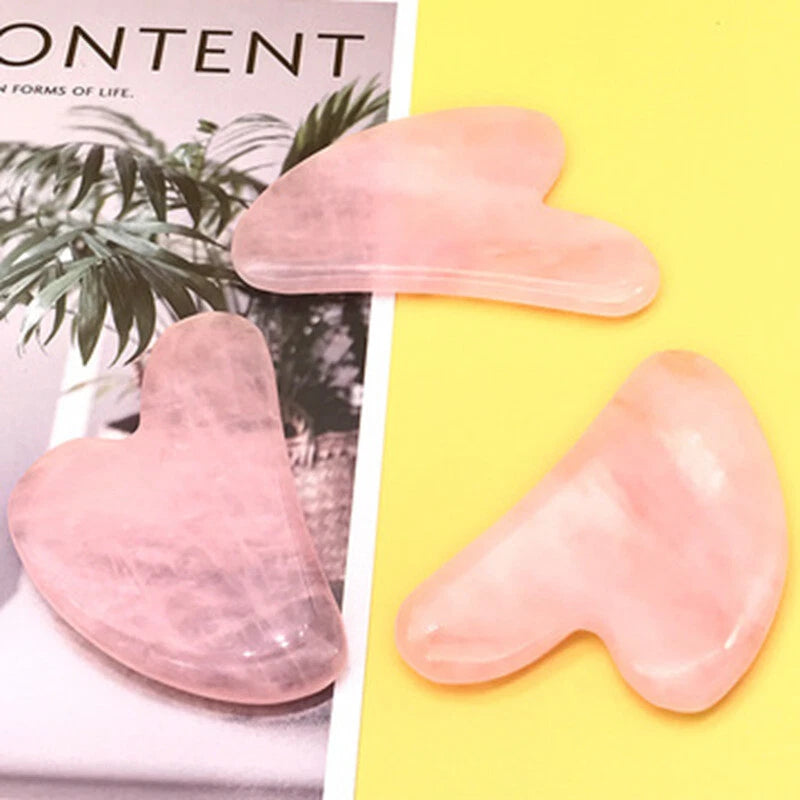 Natural Gua Sha Board Rose Quartz Face Massager Jade Stone Facial Body Scraper