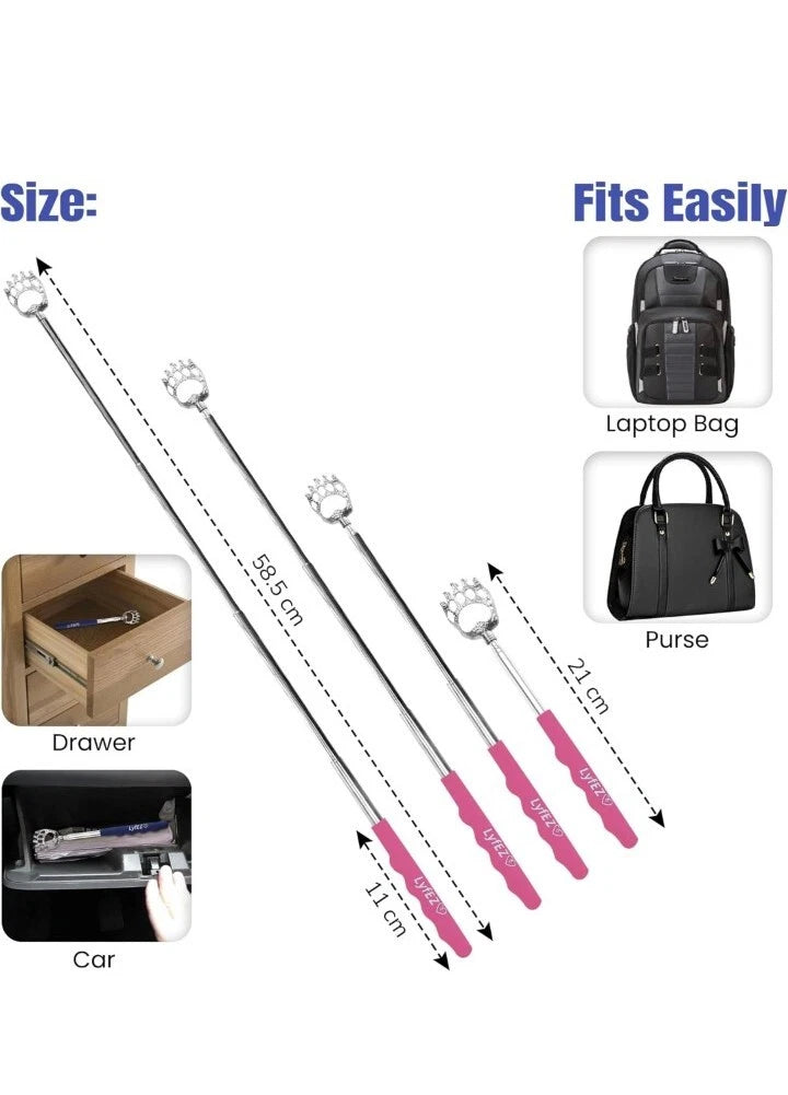 Lyfez Blue & Pink Back Scratchers Pack of 2 Bear Claw Stainless Steel Portable