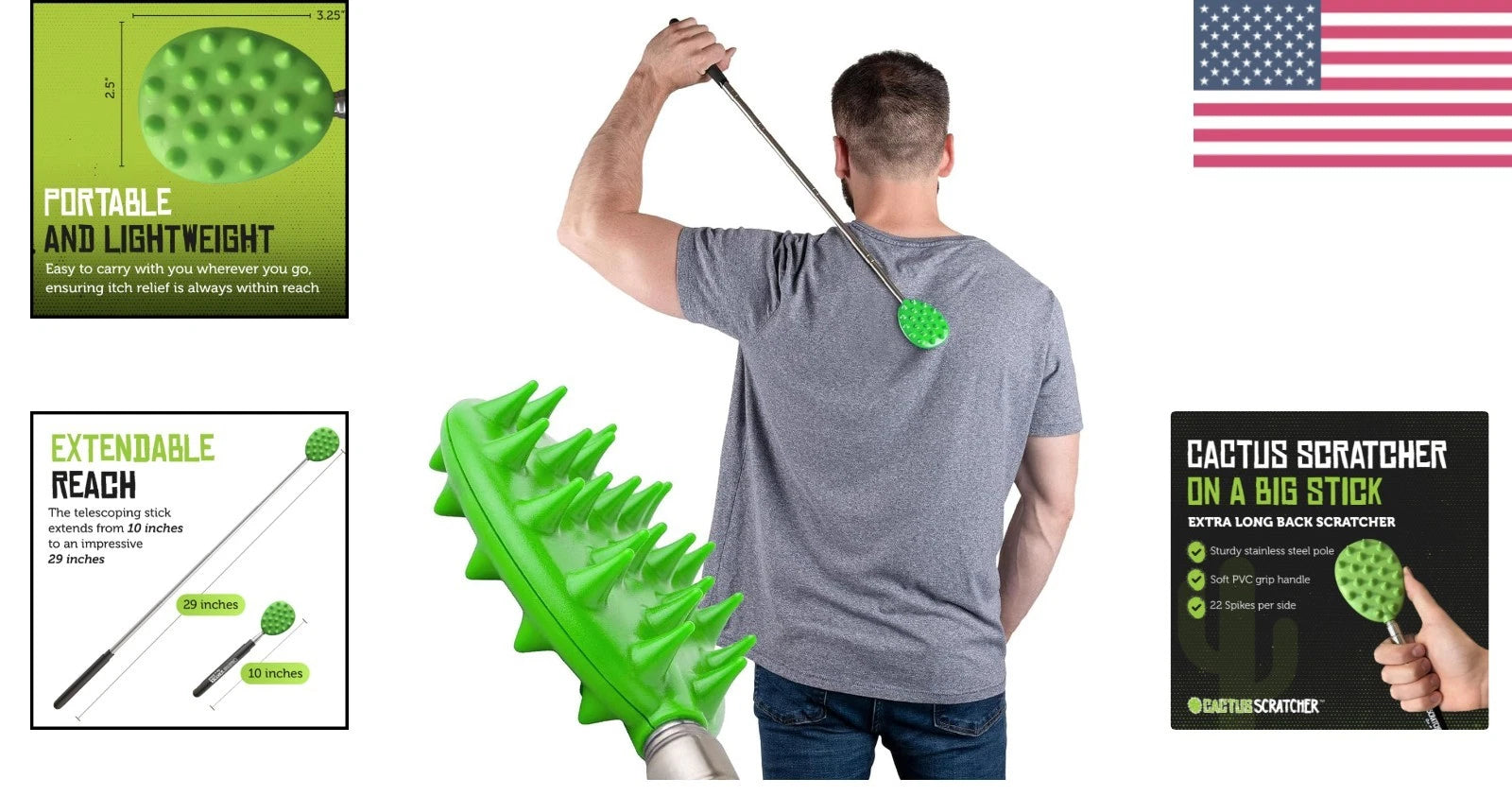 Dual-Sided Telescopic Back Scratcher, 29-Inch Long for Ultimate Itch Relief