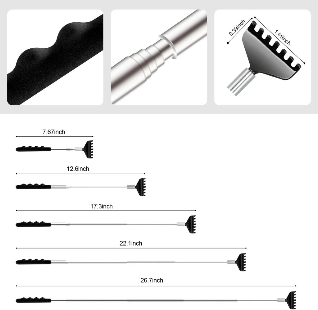 3 Pcs Different Design Telescopic Back Scratchers, Portable Extendable Back Mass