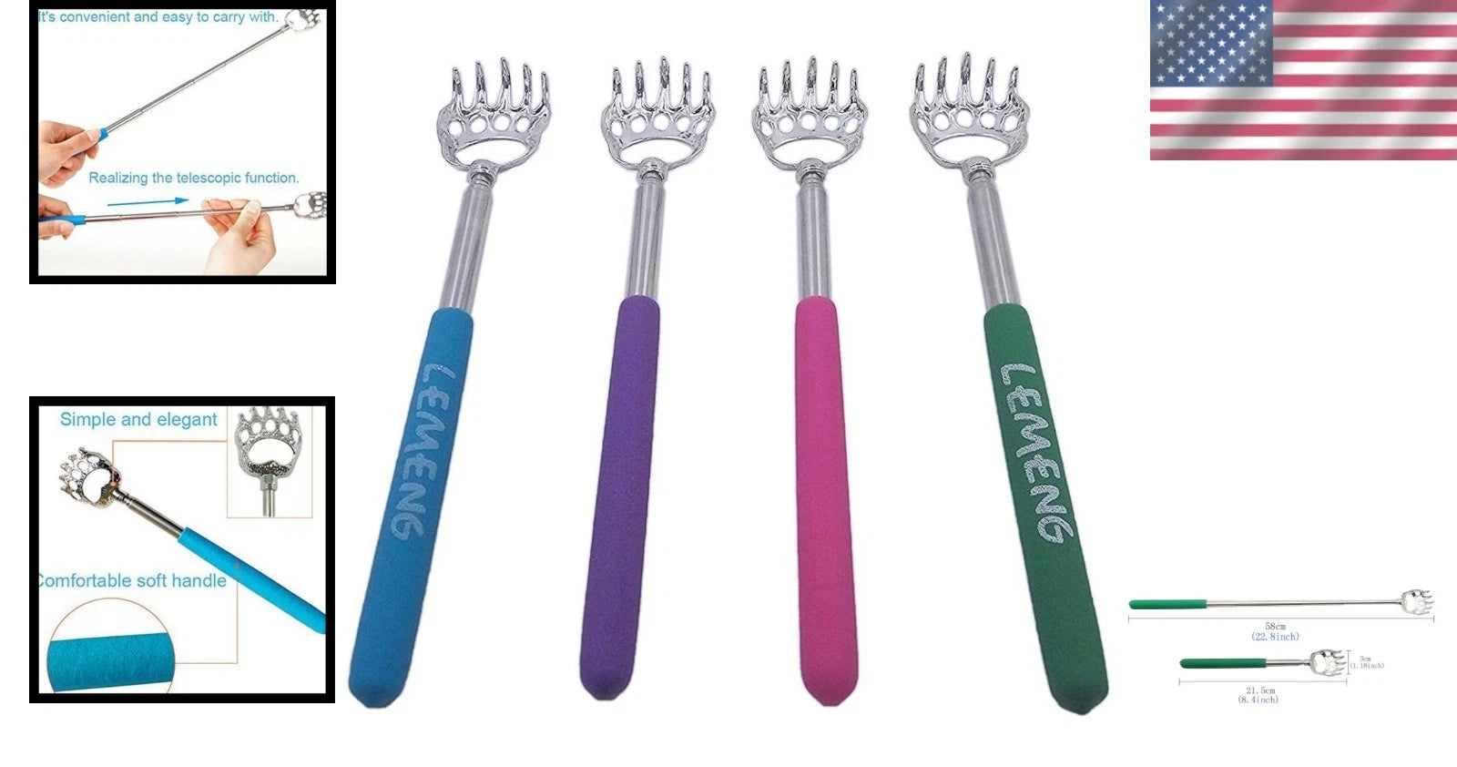 Cerrxian Adjustable Multi-Body Back Scratcher - Massage Tool for Stress Relief