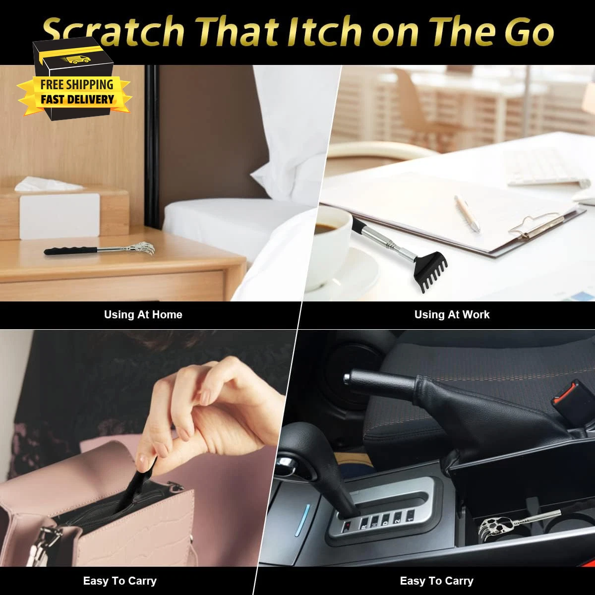 Back Scratcher 3 Pack Different Design Stainless Telescopic Back Scratchers with