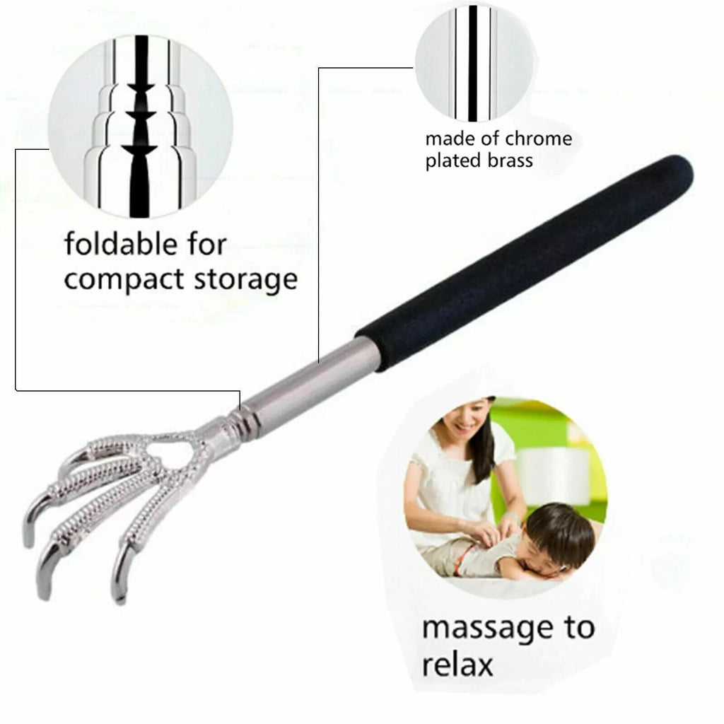 BACK SCRATCHER EXTENDABLE CLAW METAL RAKE TELESCOPIC MASSAGER PORTABLE ITCH