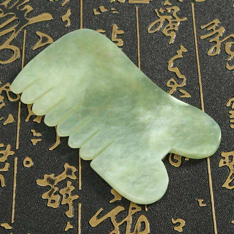 2PCS Natural Jade Stone Gua Sha Board Comb Massage Relaxation Comb Health Care