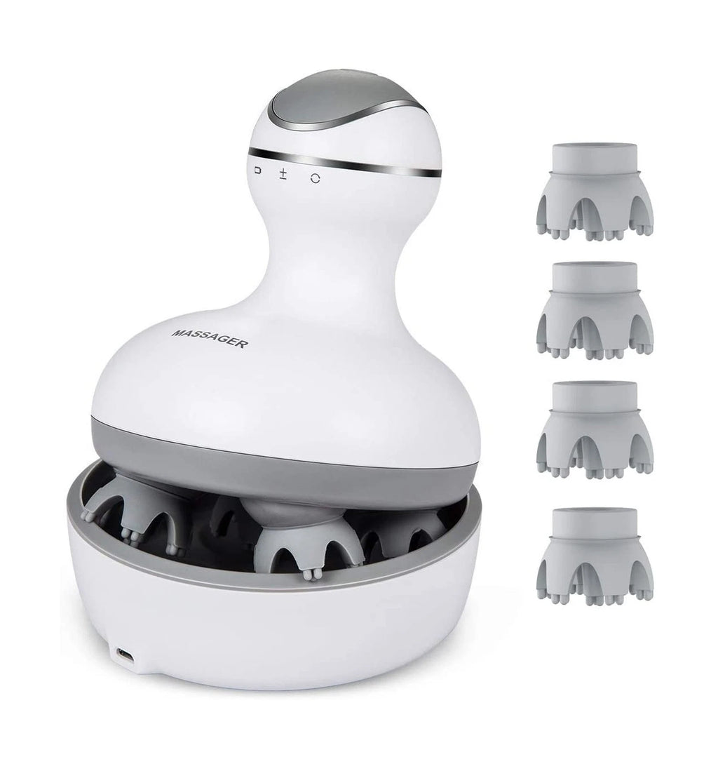 LATME Scalp Massager with 4 Replacement Massage Heads Portable Head Scratcher...