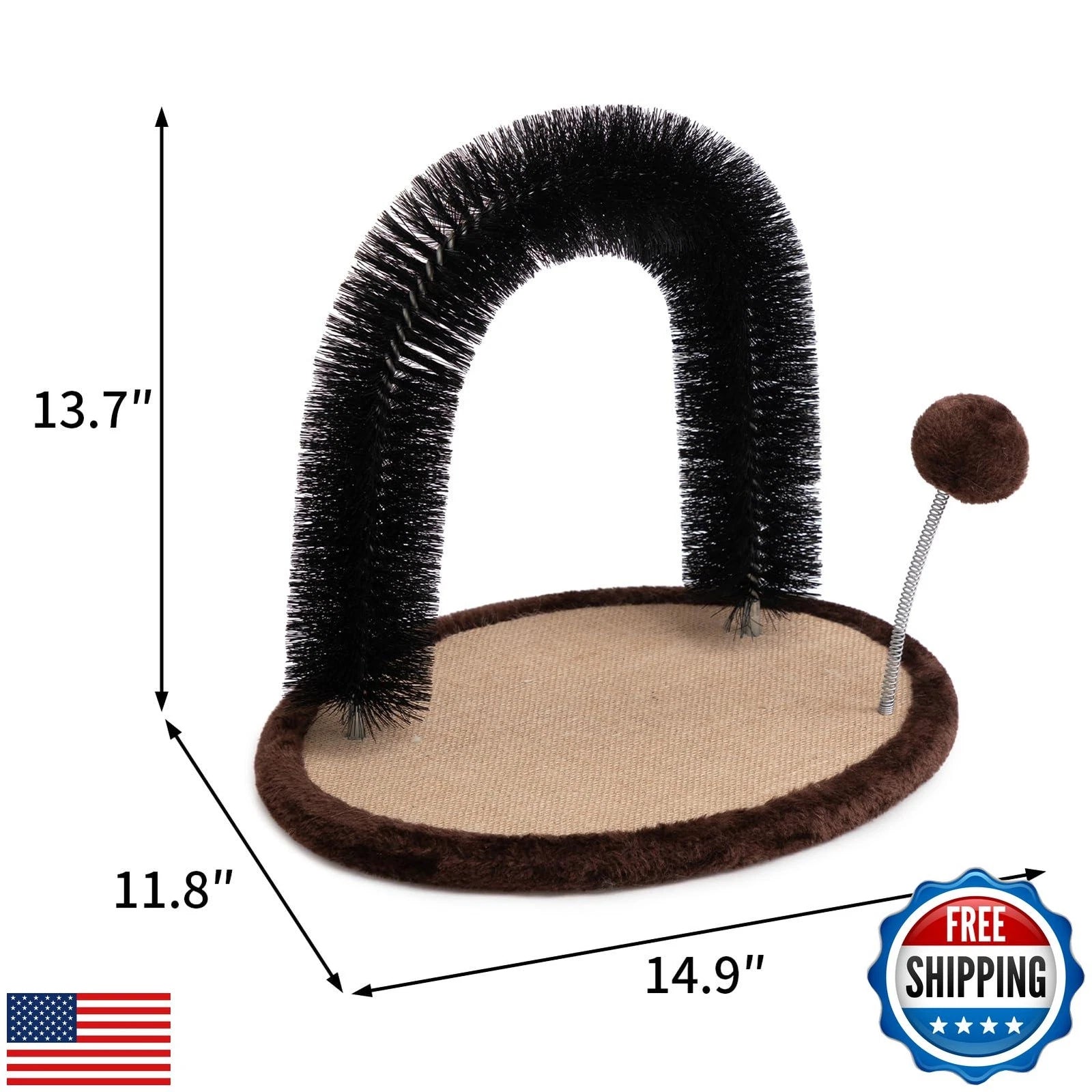 Hollypet Cat Hair Brush Toy with Sturdy Scratcher Pad, Arch Groomer Massager,