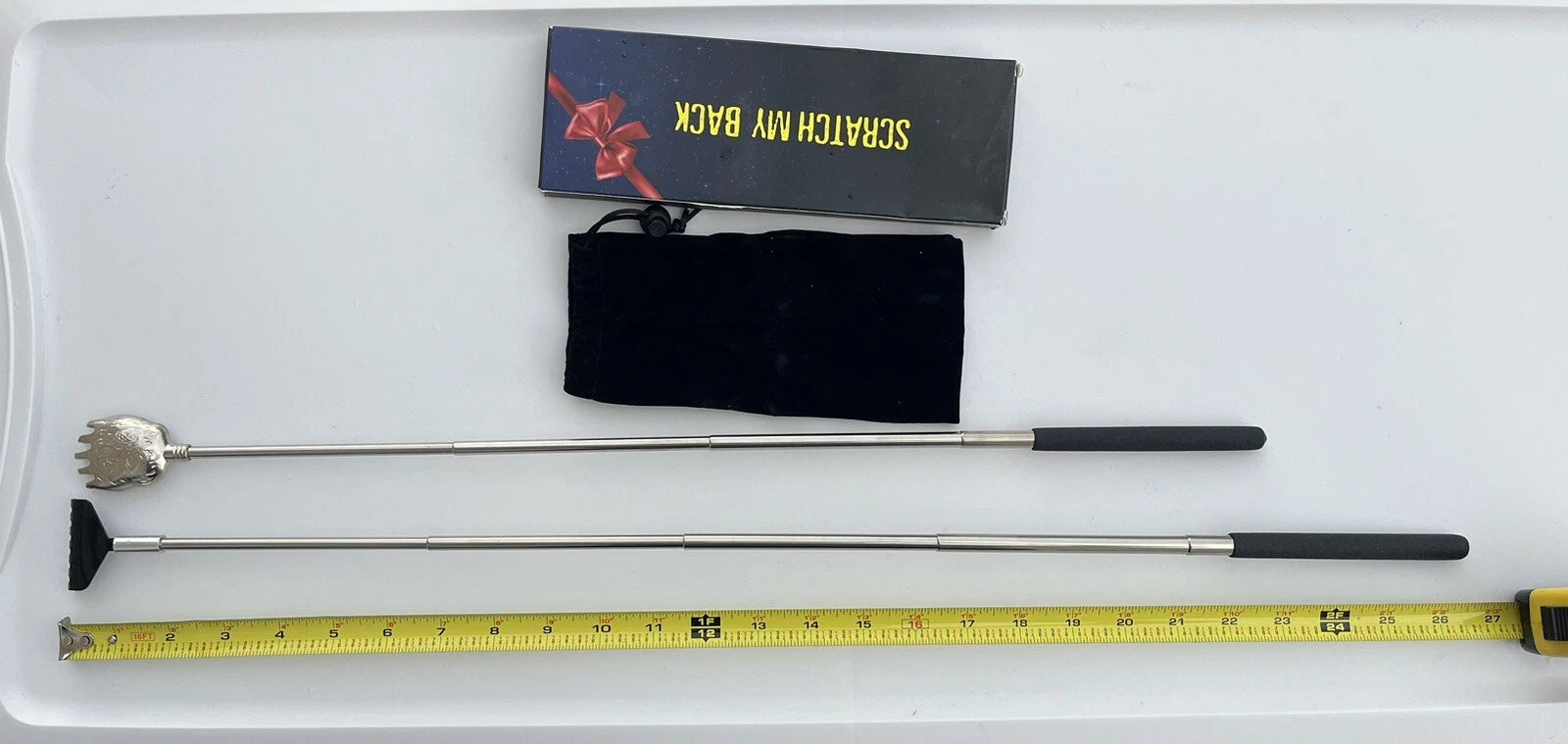 Unique 2 Pack Back Scratcher with Gift Bag - Premium Portable Metal Telescoping