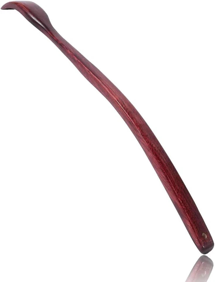 Oversized Wooden Back Scratcher: 18'' Extended Curved Handle for Better Reach,