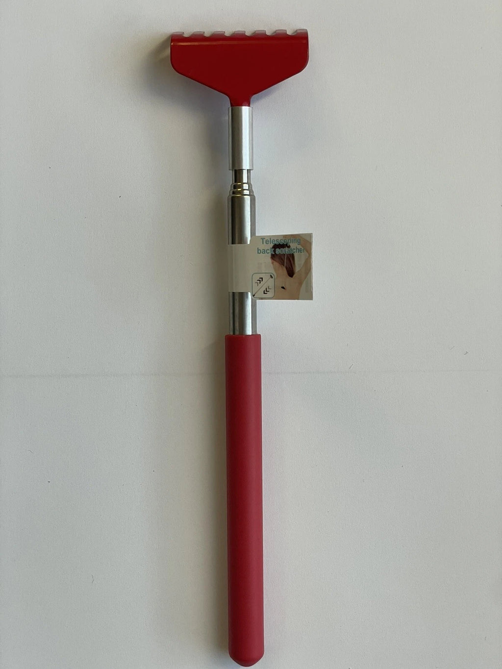 Telescoping Back Scratcher - Expandable With Soft Grip Red Color With 7 Teeth