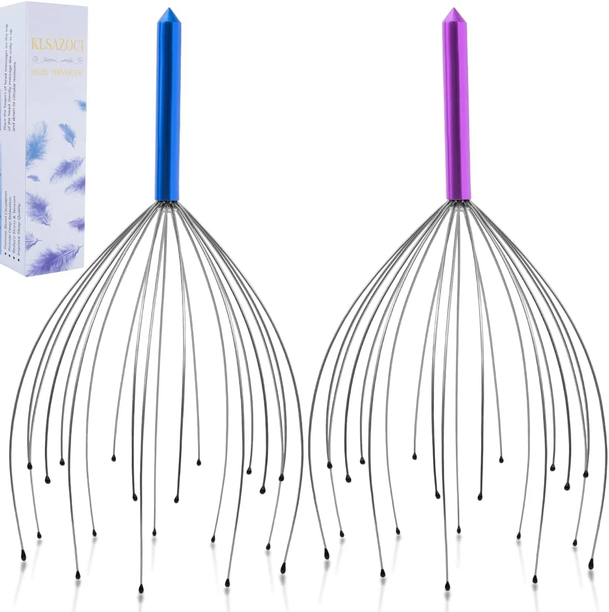 2 Pack Scalp Massager, 20 Fingers Head Massager, Handheld Head Scratcher, Klsaz