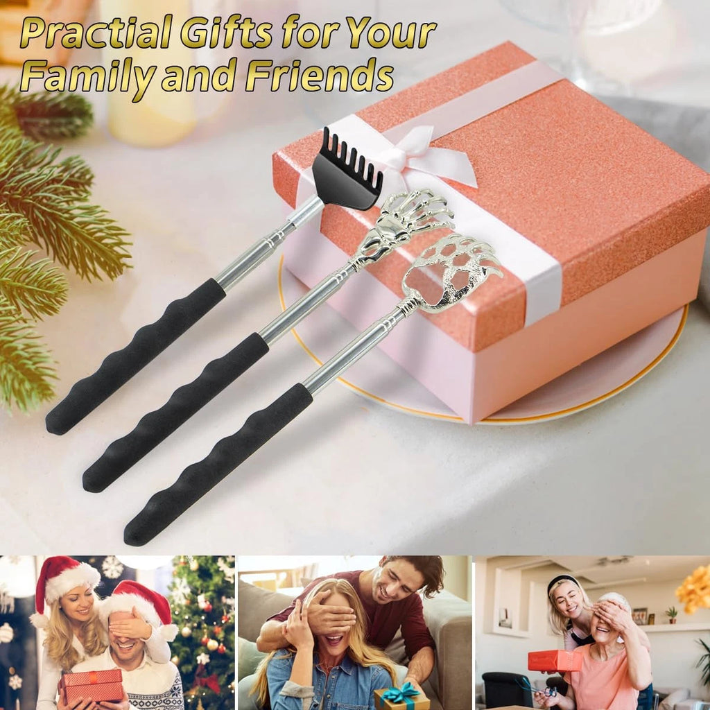 3 Pcs Different Design Telescopic Back Scratchers, Portable Extendable Back Mass
