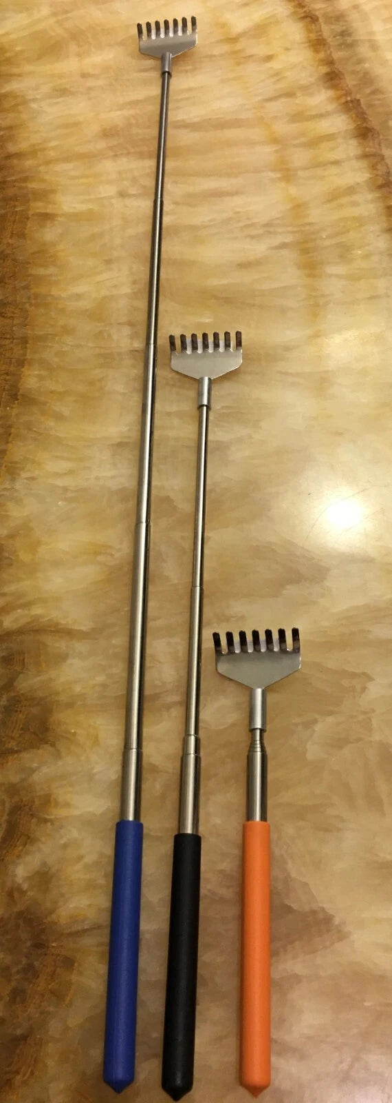 Back Scratcher Long Reach Antipruritic Pocket Clip Metal 3 Pieces Extendable