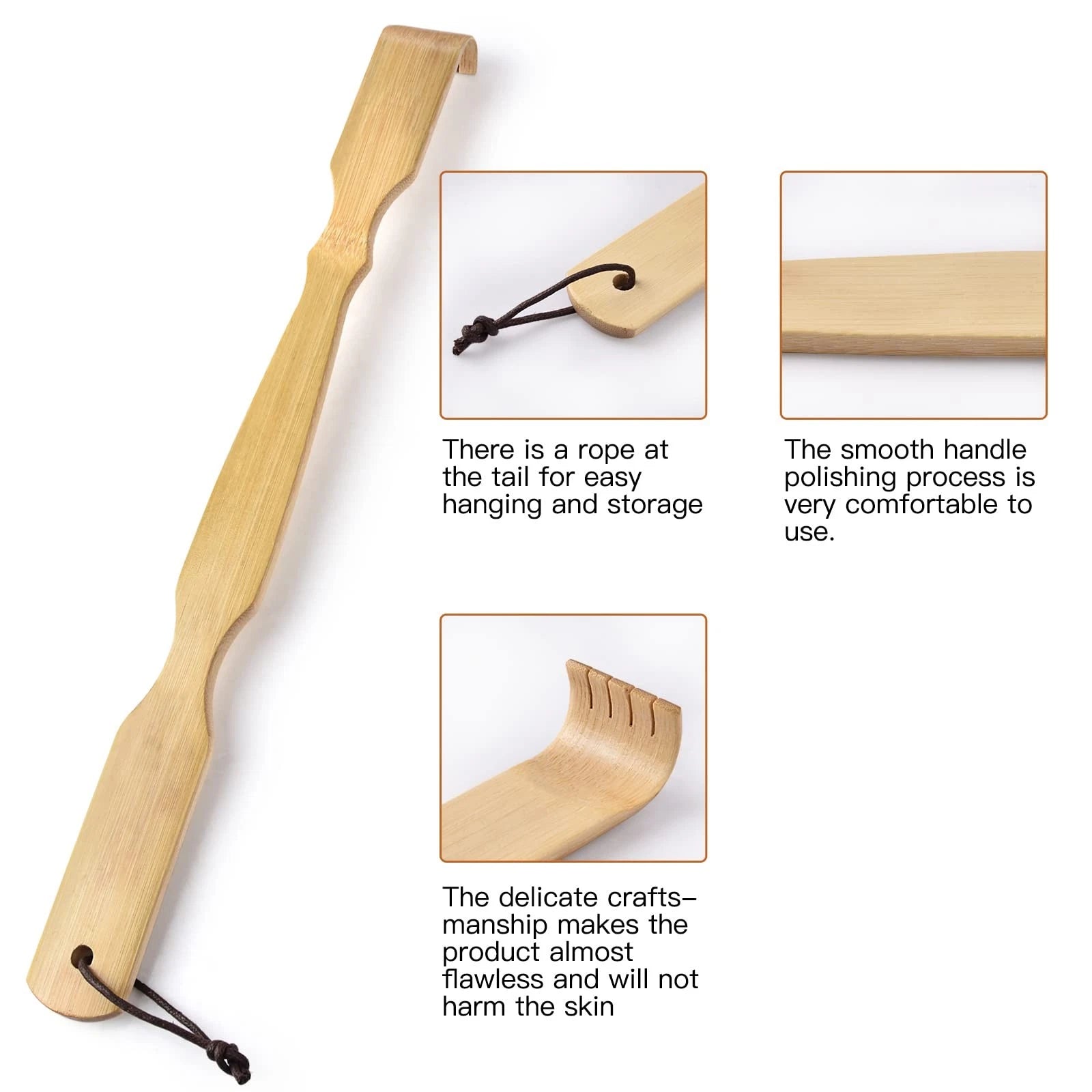 Bamboo Back Scratcher,100% Natural Bamboo Back Scratchers for Itching Relief