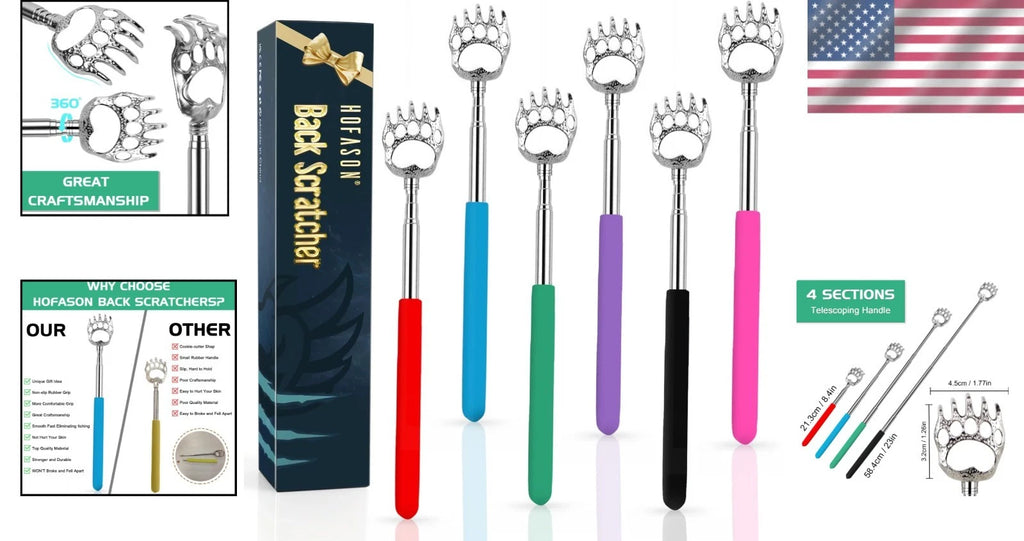 6 Pack Extendable Back Scratchers - Perfect Gifts for Dad & Special Occasions