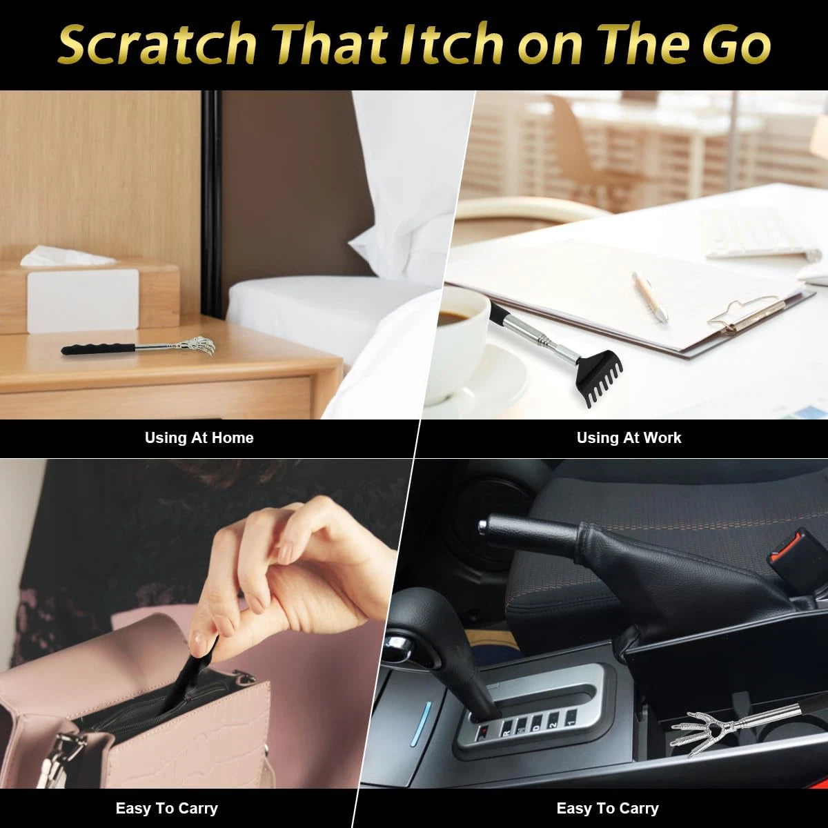 3 Pcs Different Design Telescopic Back Scratchers, Portable Extendable Back Mass