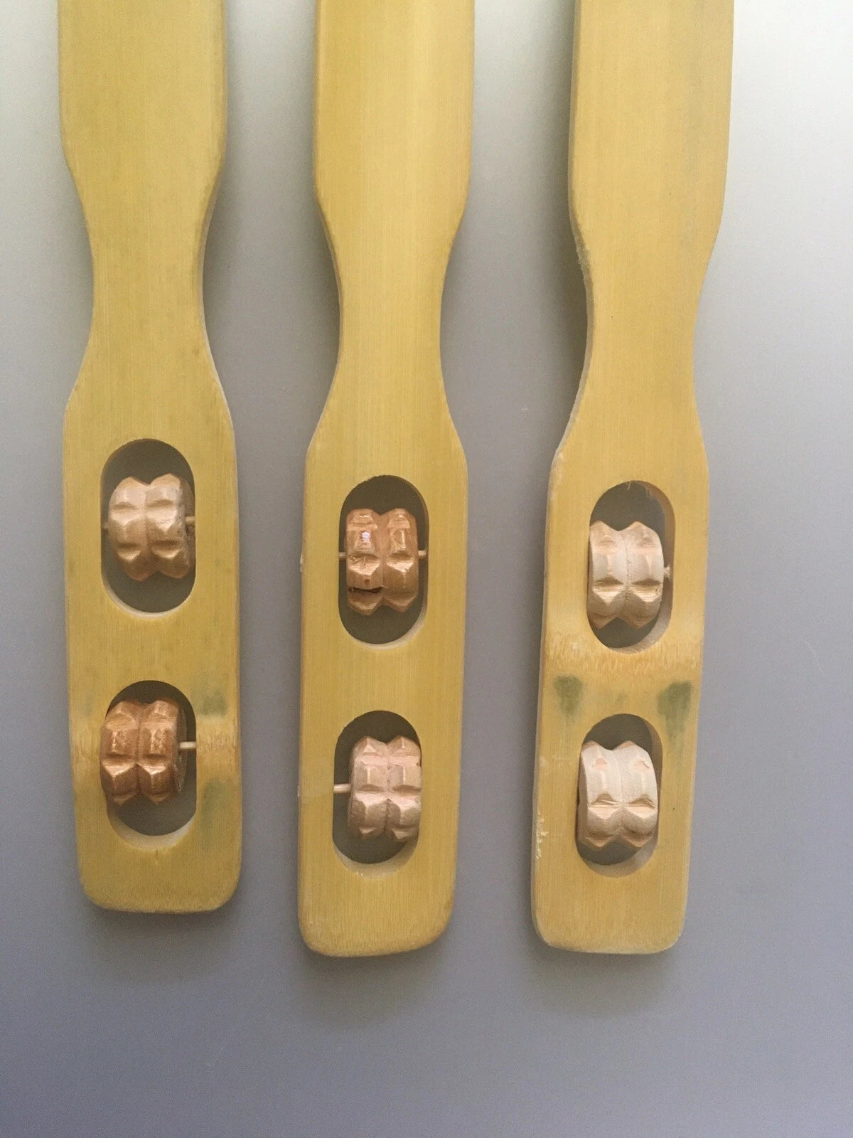 3Pcs Bamboo Wooden Itch Therapeutic Relaxer Back Scratcher w/ Massage Rollers US