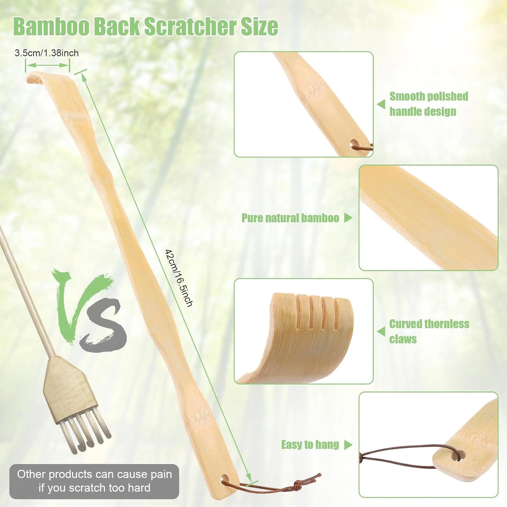 3 Pack Wooden Bamboo Back Scratcher for Adults Men Women, Small Funny Gifts for