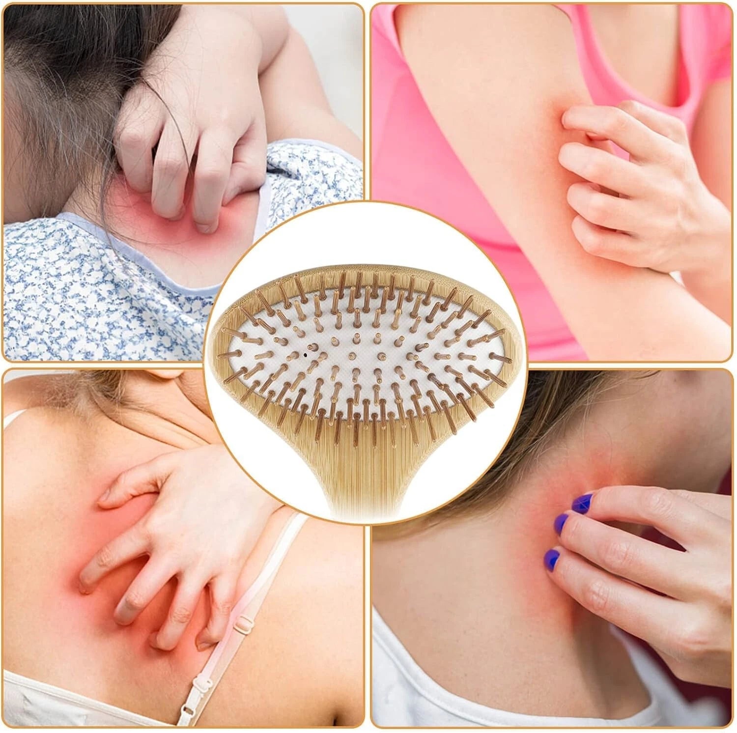 Bamboo Oversize Curved Back Scratcher - Large 104 Wooden Points NEW