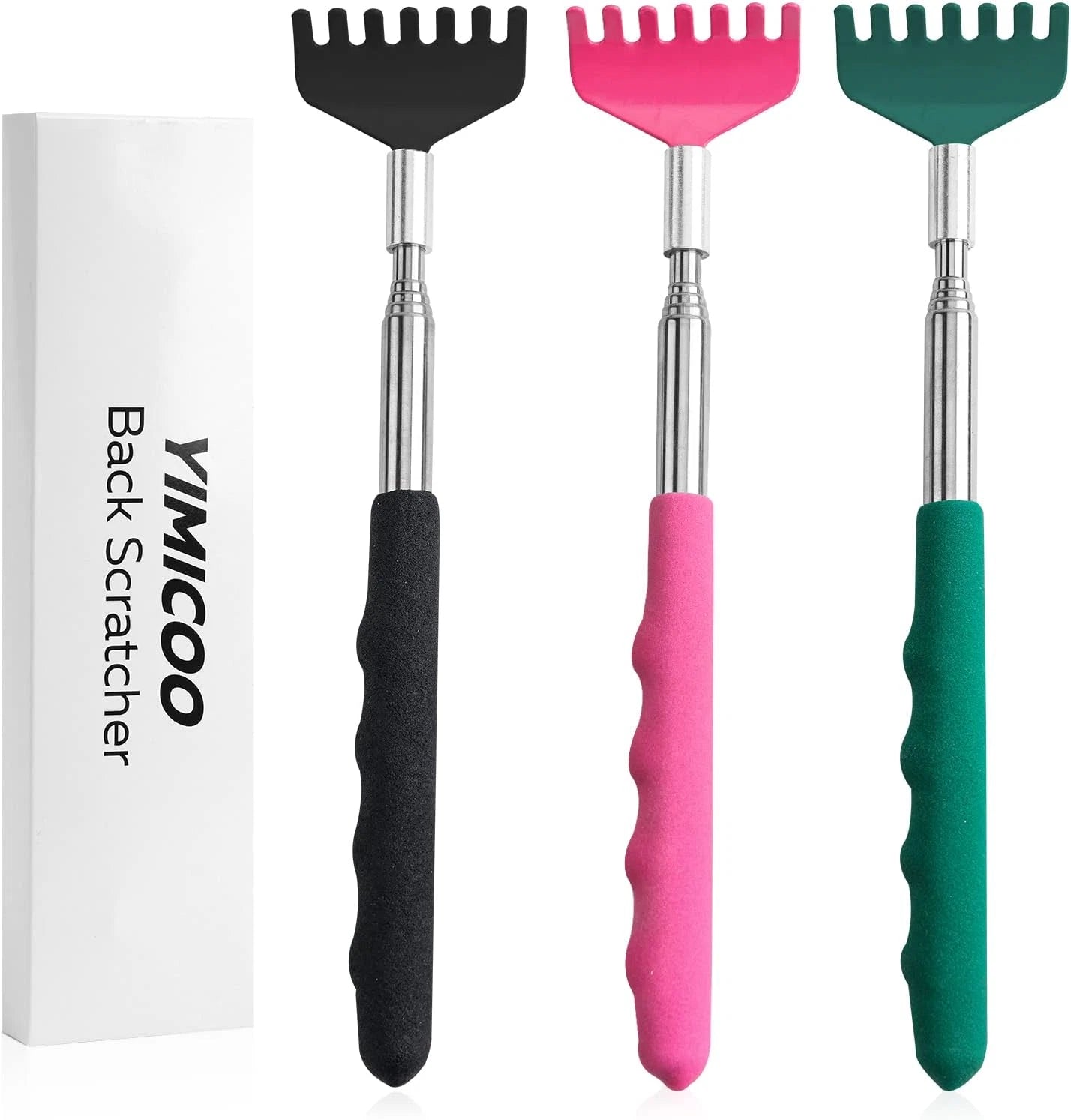 3 Pack Extendable Back Scratcher, Stainless Steel Portable Telescoping Back Scra