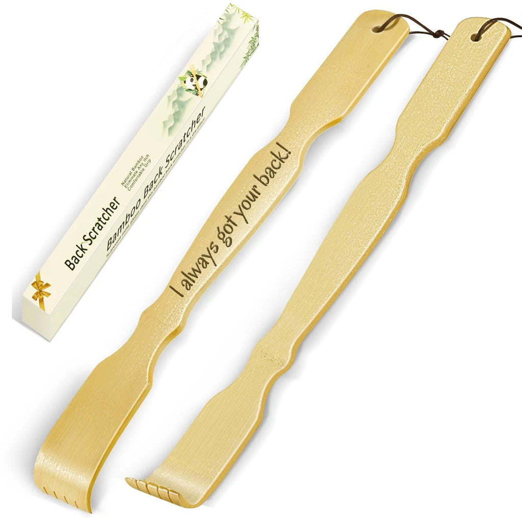 2 Pack Bamboo Back Scratcher Engraved with I Always Got Your Back Long Handle