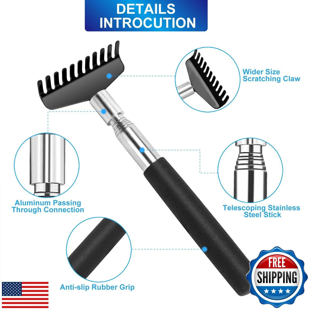 Oversized Back Scratcher Set, 2 Pack Portable Extendable Stainless Steel Tele