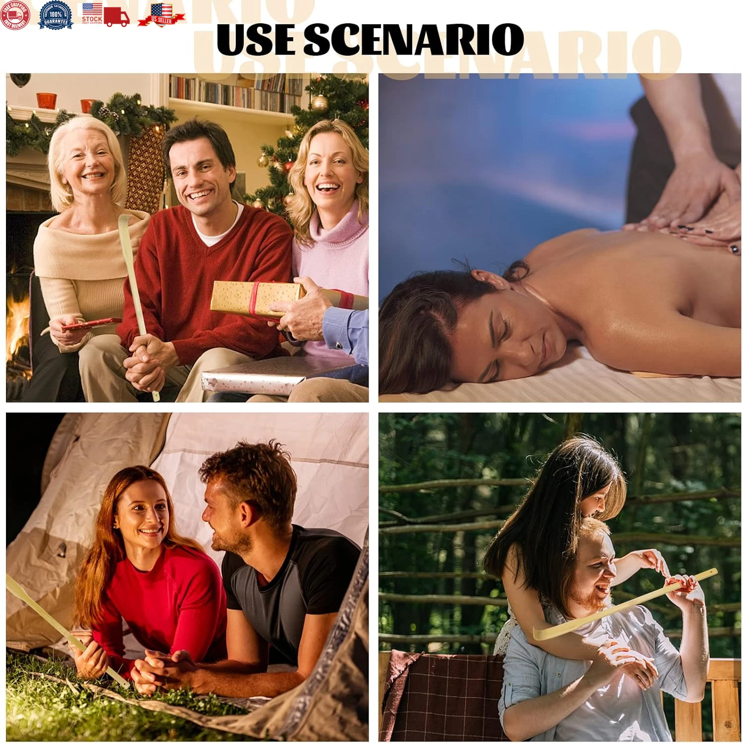 12 PCS Natural Bamboo Back Scratcher Traditional Wooden Back Scratcher,Long Back