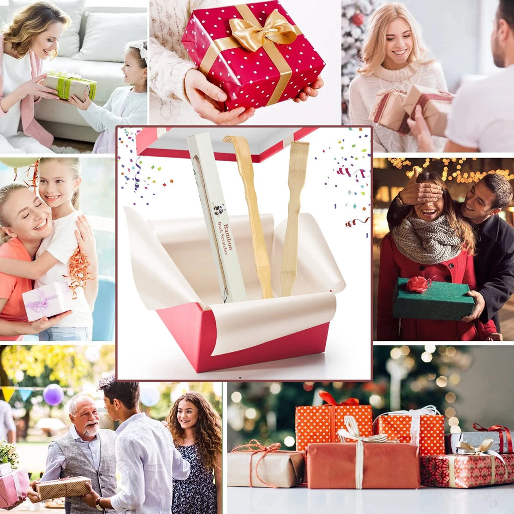 2 Pack Bamboo Back Scratcher 17" Long Handle for Adults with Gift Packaging