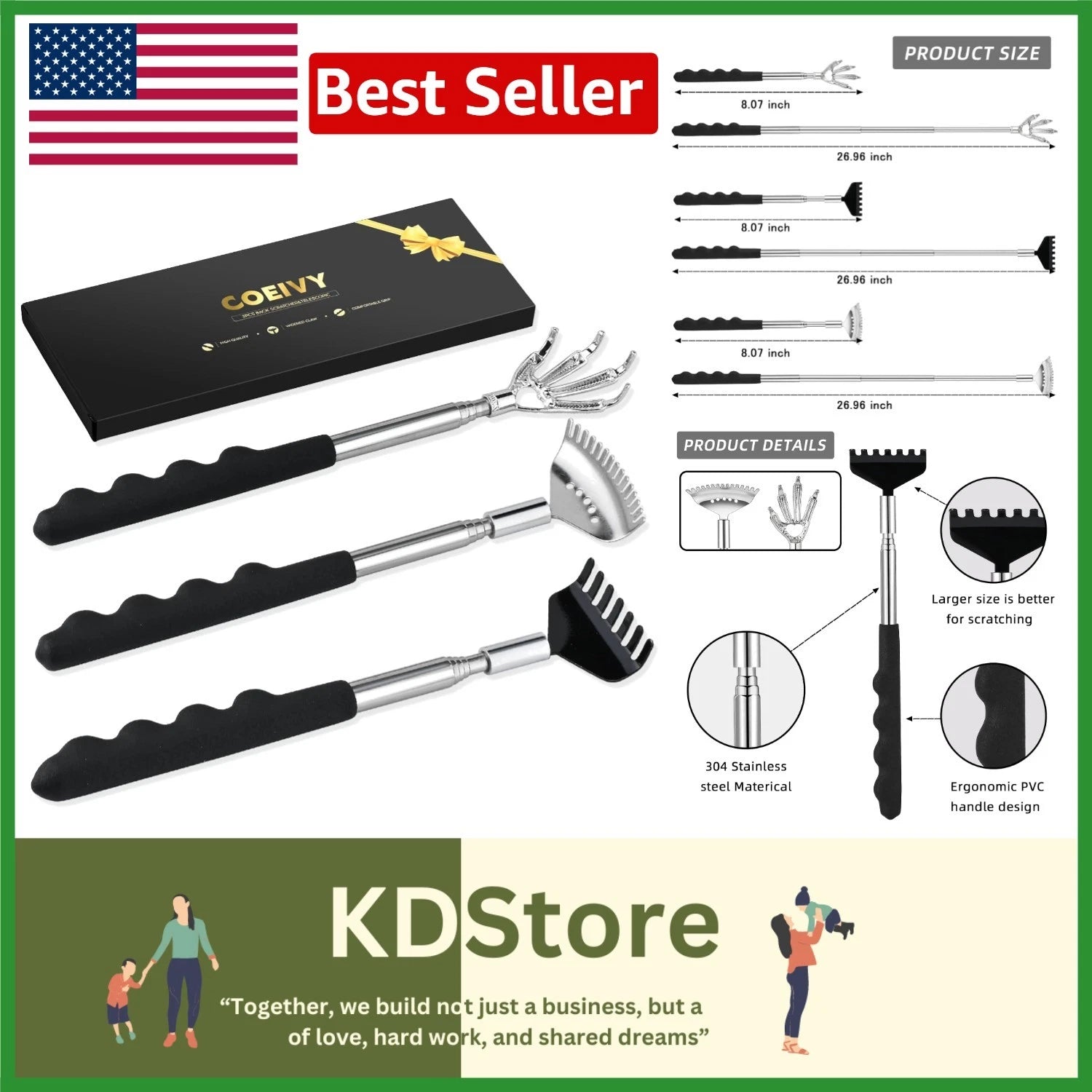 3-in-1 Extendable Back Scratcher Set