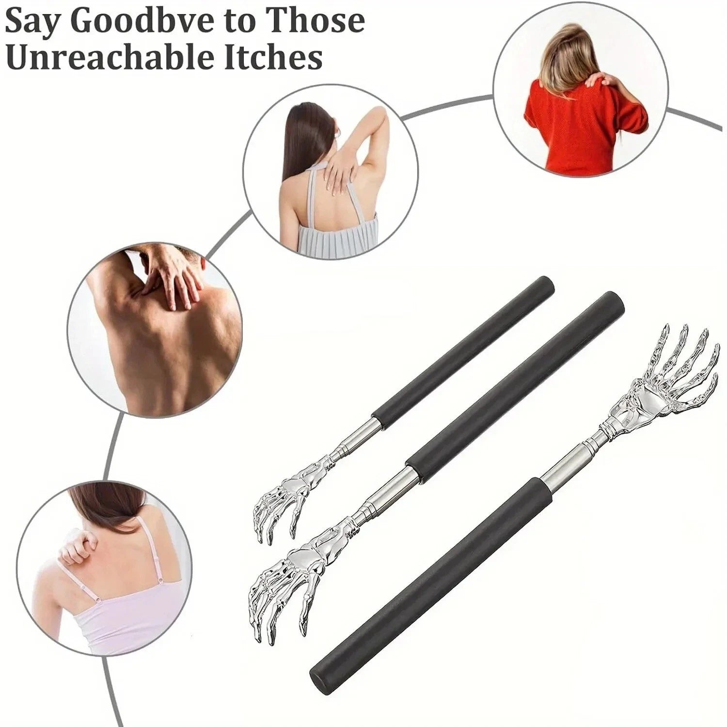 Portable Stainless Steel Telescopic Back Scratcher Extendable Scratcher Back Mas