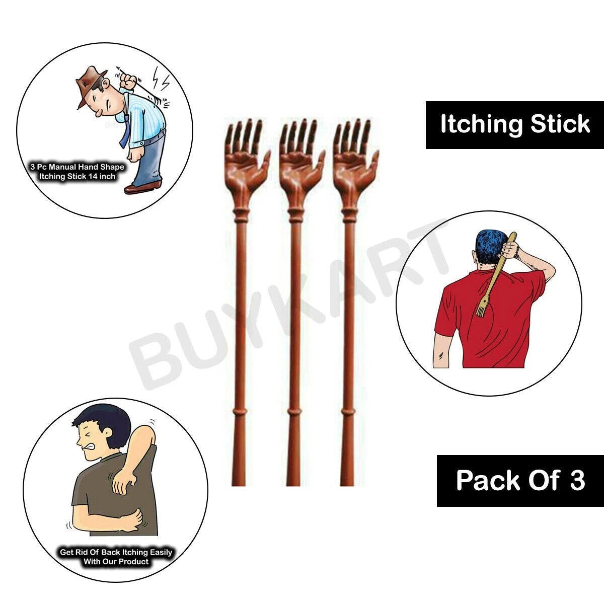 MANUAL MASSAGE ITCHING STICKS HAND BACK SCRATCHER FOR ITCHY SPOTS & RELIEF 3PCS