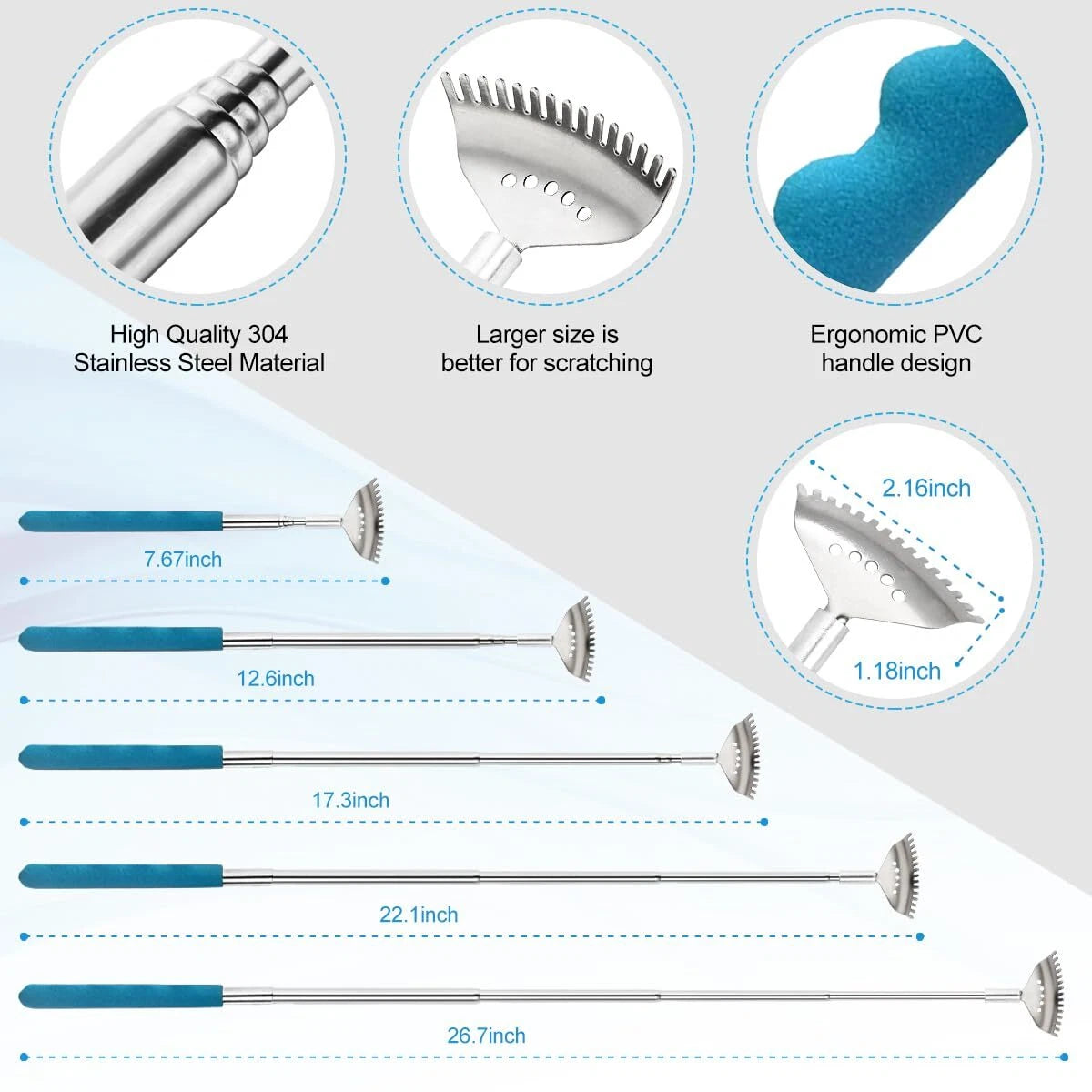 Yeipis 3 Pack Different Back Scratcher Metal Portable Telescoping Back scratcher