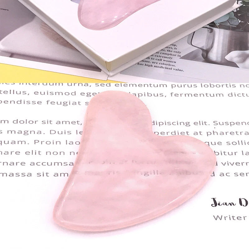 Natural Gua Sha Board Rose Quartz Face Massager Jade Stone Facial Body Scraper