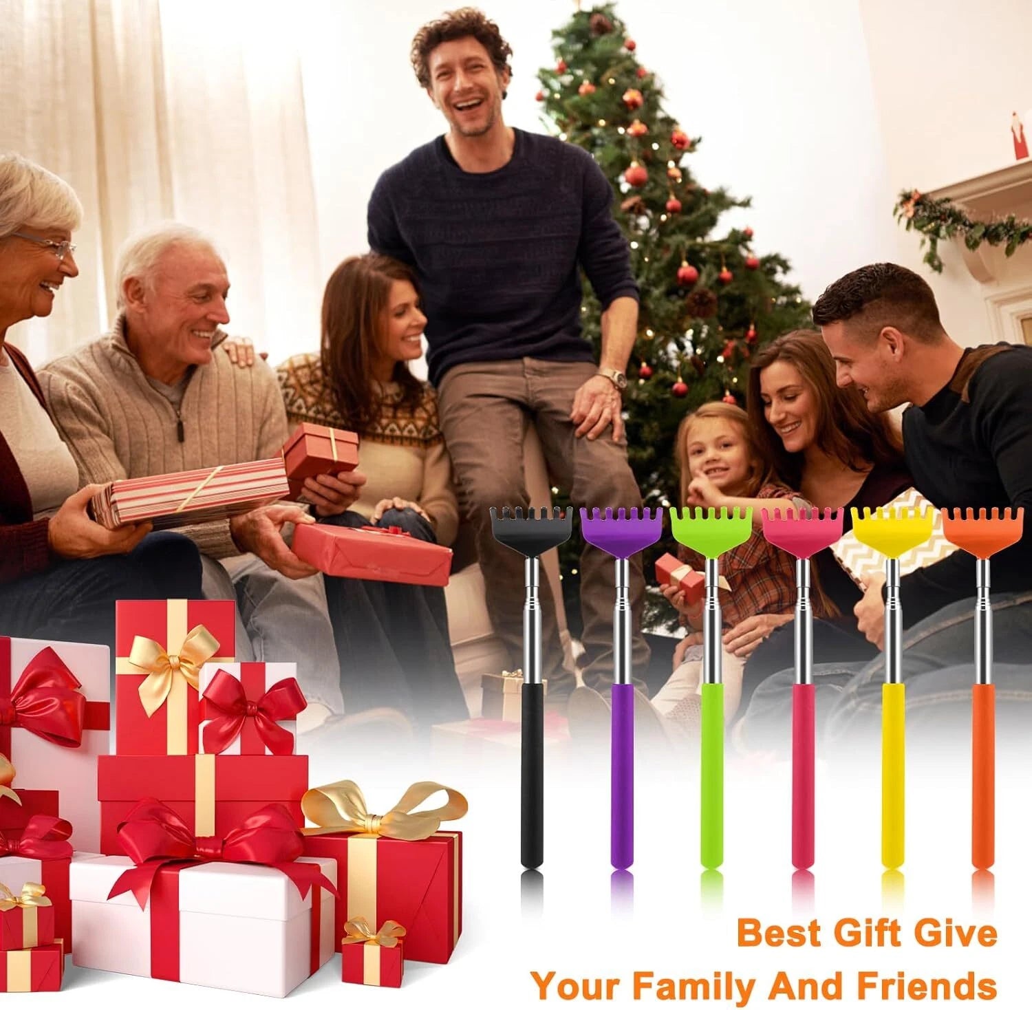 6 Pack Extendable Back Scratcher - Portable Telescoping Metal Back6 Pack Extenda