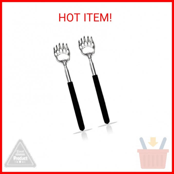 SQULIGT 2PCS Back Scratchers, Bear Claw Shaped Scratcher Extendable Metal Retrac