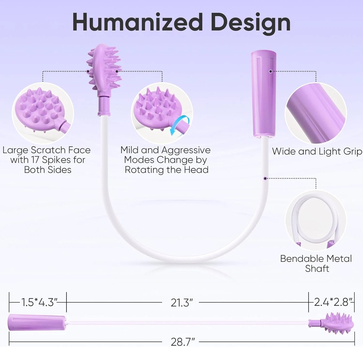 Upgraded Curved Back Scratcher Women 360 Reach Effortless Flexible Backscratcher