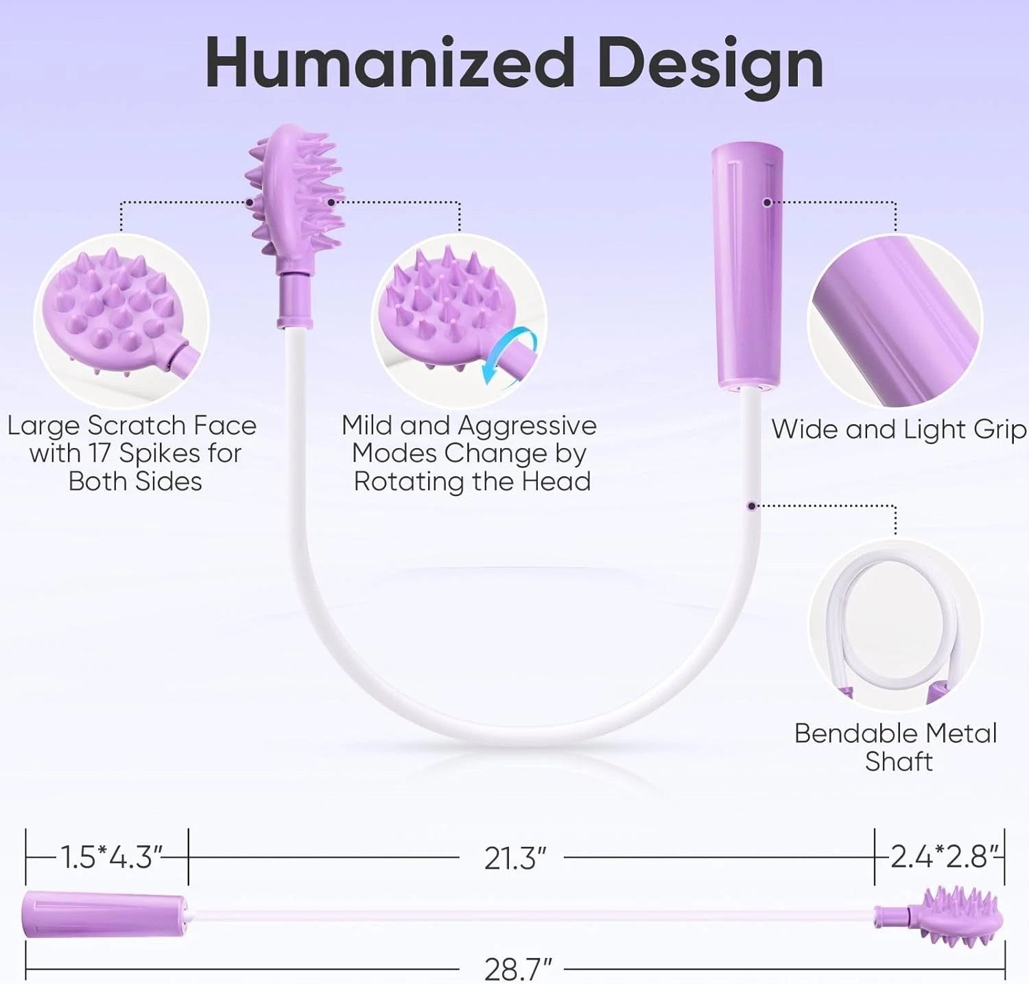 Curved Back Scratcher,360° Reach Effortless Flexible Backscratcher Long Bendable