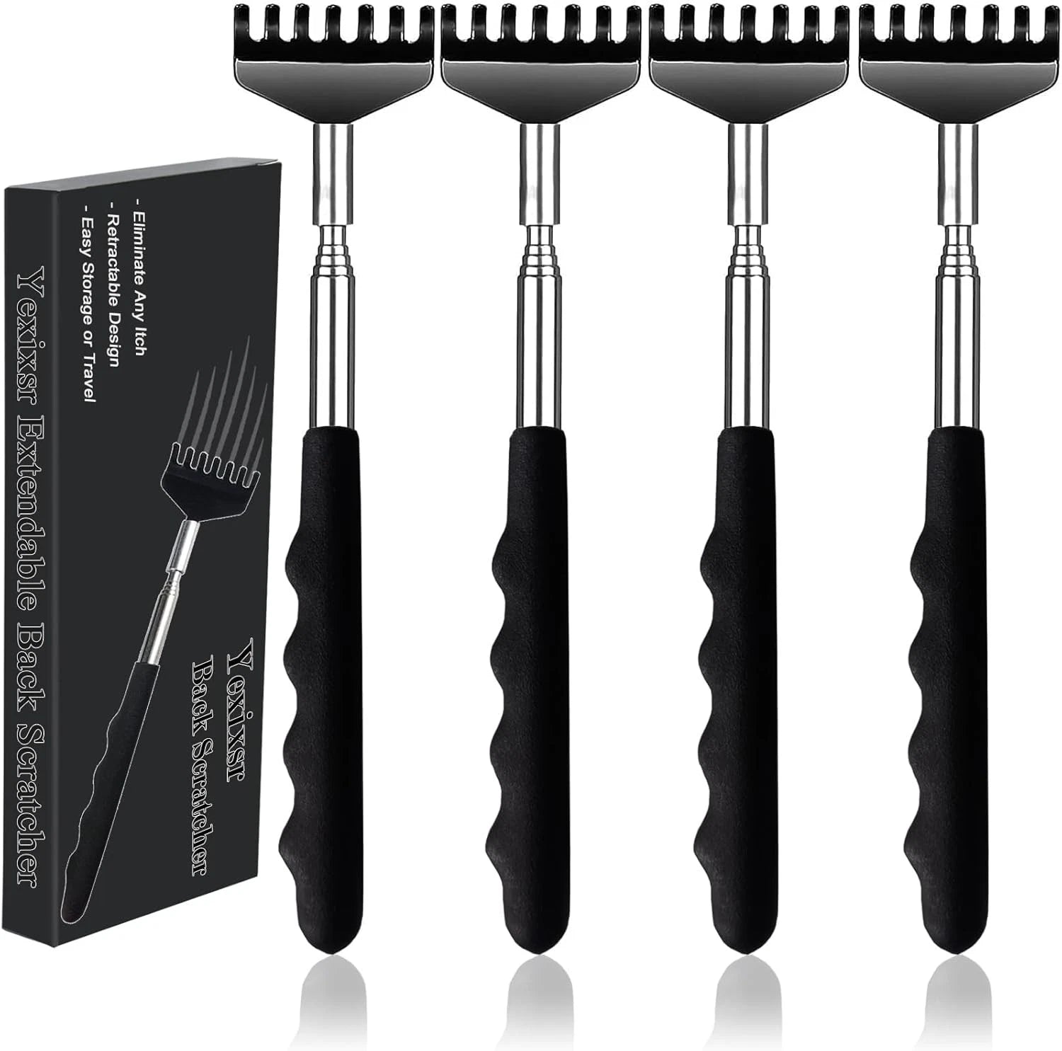 Yexixsr 4 Pack Back Scratcher Extendable Metal Portable 4