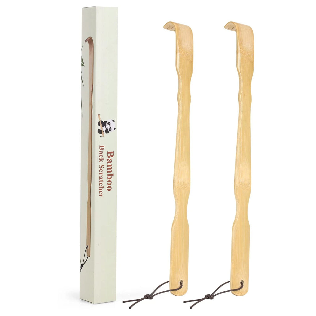 2 Pack Bamboo Back Scratcher 17" Long Handle for Adults with Gift Packaging