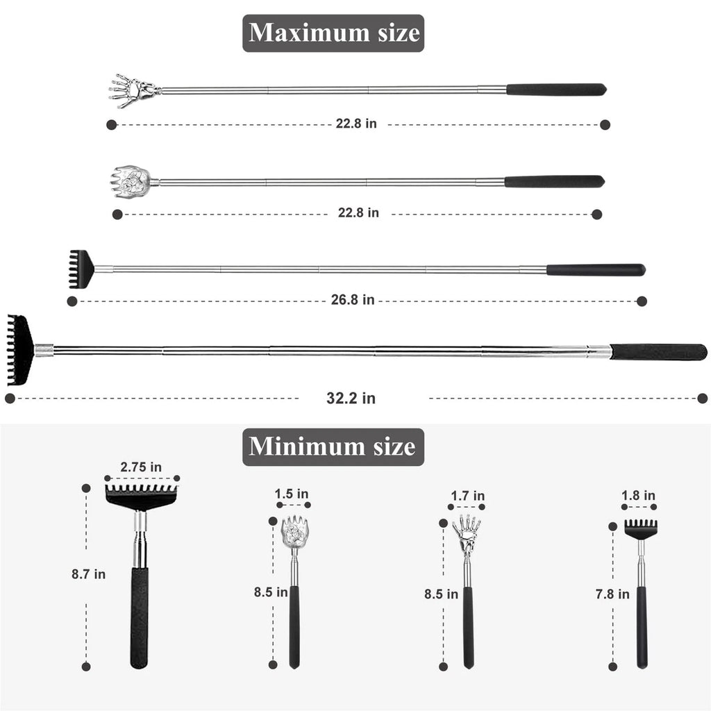 Back Scratcher Gift Set 4 Pack Upgraded Portable Extendable Stainless Steel T...