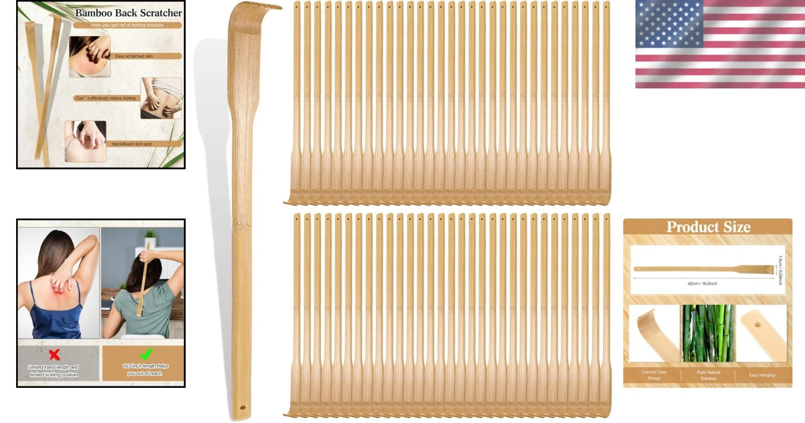 Bamboo Back Scratcher Set of 50 - Unique Handmade Gifts for Easy Itch Relief
