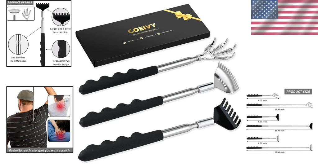 3-in-1 Extendable Back Scratcher Set