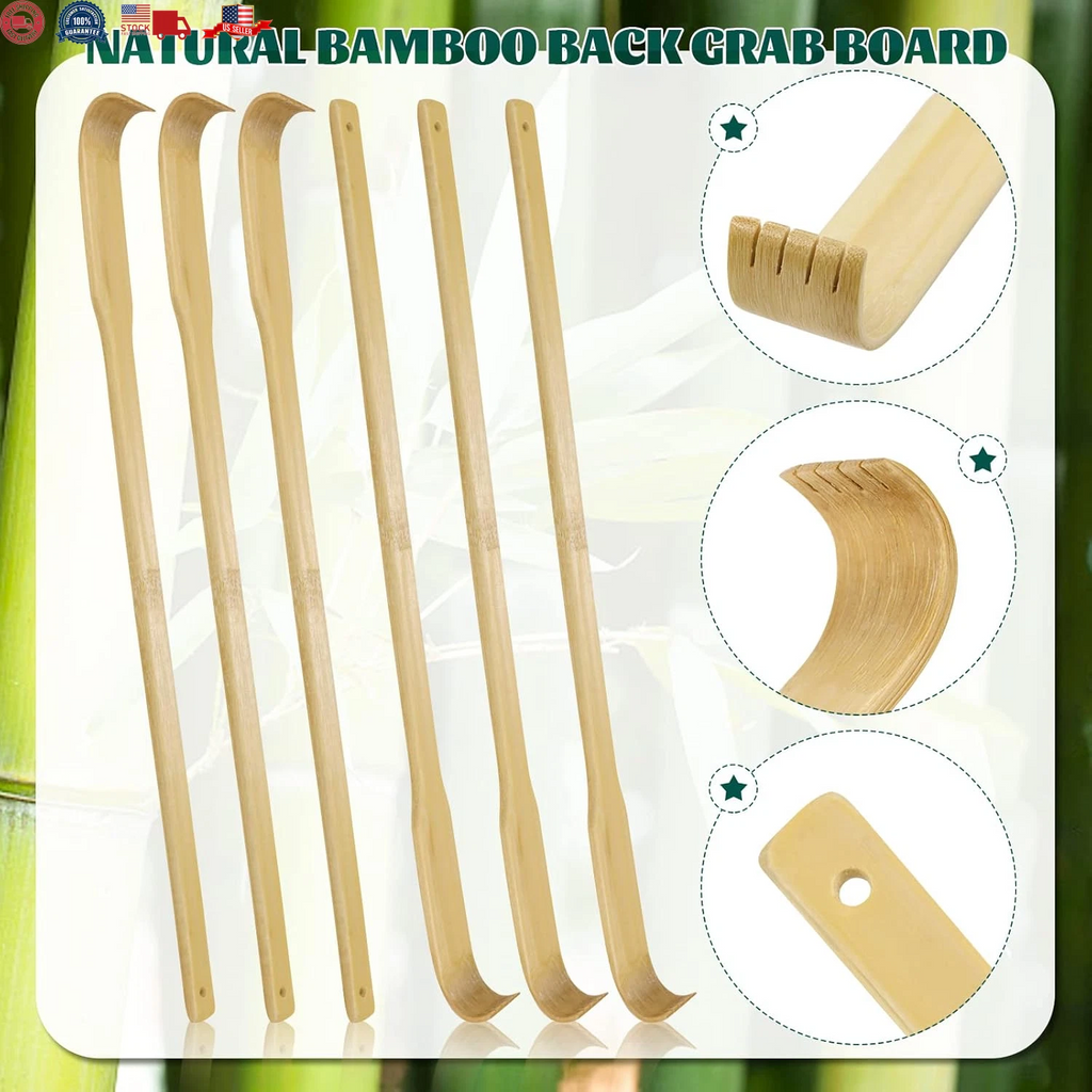 12 PCS Natural Bamboo Back Scratcher Traditional Wooden Back Scratcher,Long Back
