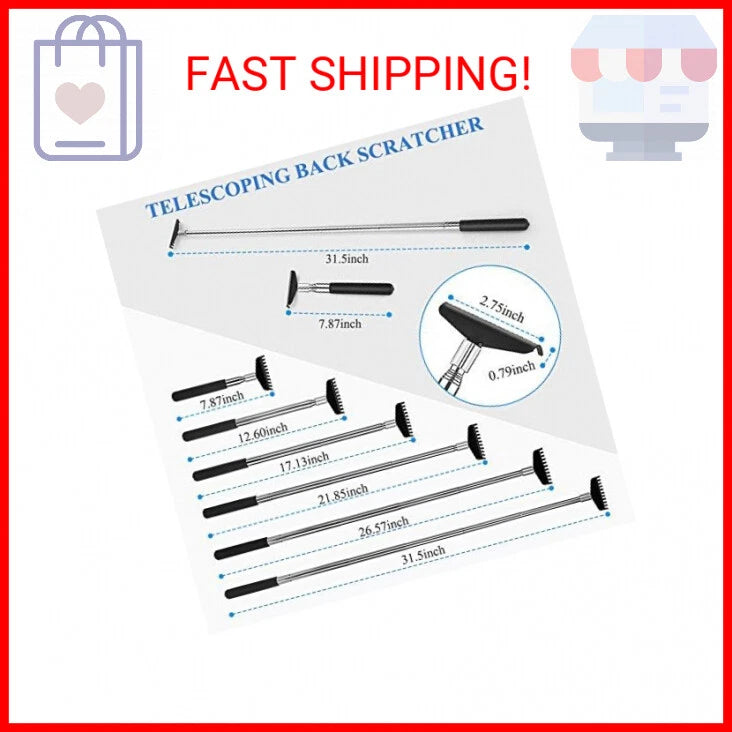Oversized Portable Extendable Back Scratcher, Upgraded Metal Stainless Steel Tel