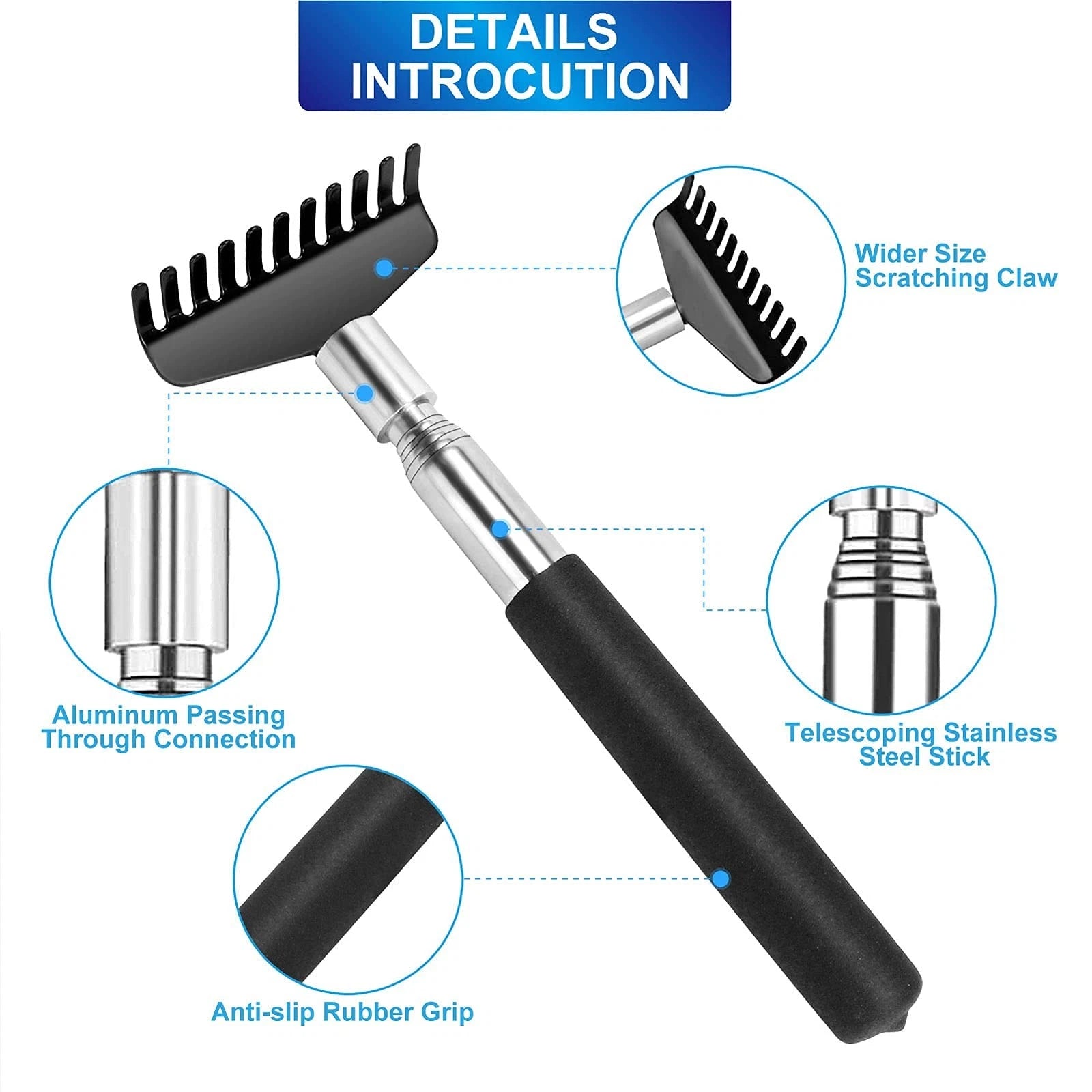 Oversized Back Scratcher Set, 2 Pack Portable Extendable Stainless Steel Tele...